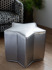 Rockett St George Silver Faux Leather Star Stool - Image 1 of 5