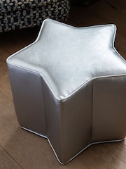 Rockett St George Silver Faux Leather Star Stool - Image 2 of 5