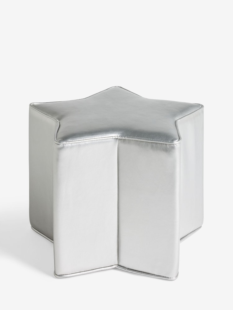 Rockett St George Silver Faux Leather Star Stool - Image 5 of 5