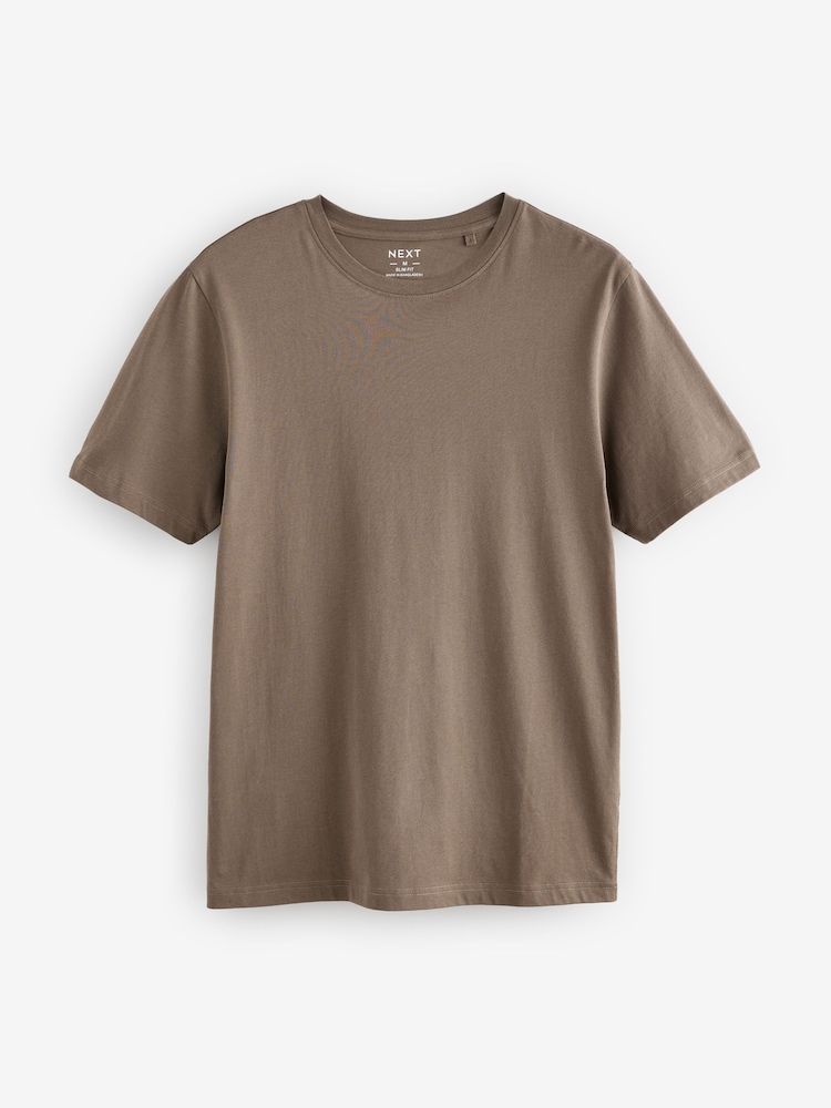 Naturel bruin - Slim Fit - Essentieel katoenen T-shirt met ronde hals - Image 5 of 7