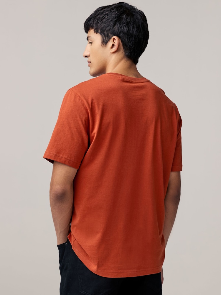 Orange - Ajustement régulier - T-shirt Essential Col rond en coton - Image 4 of 6