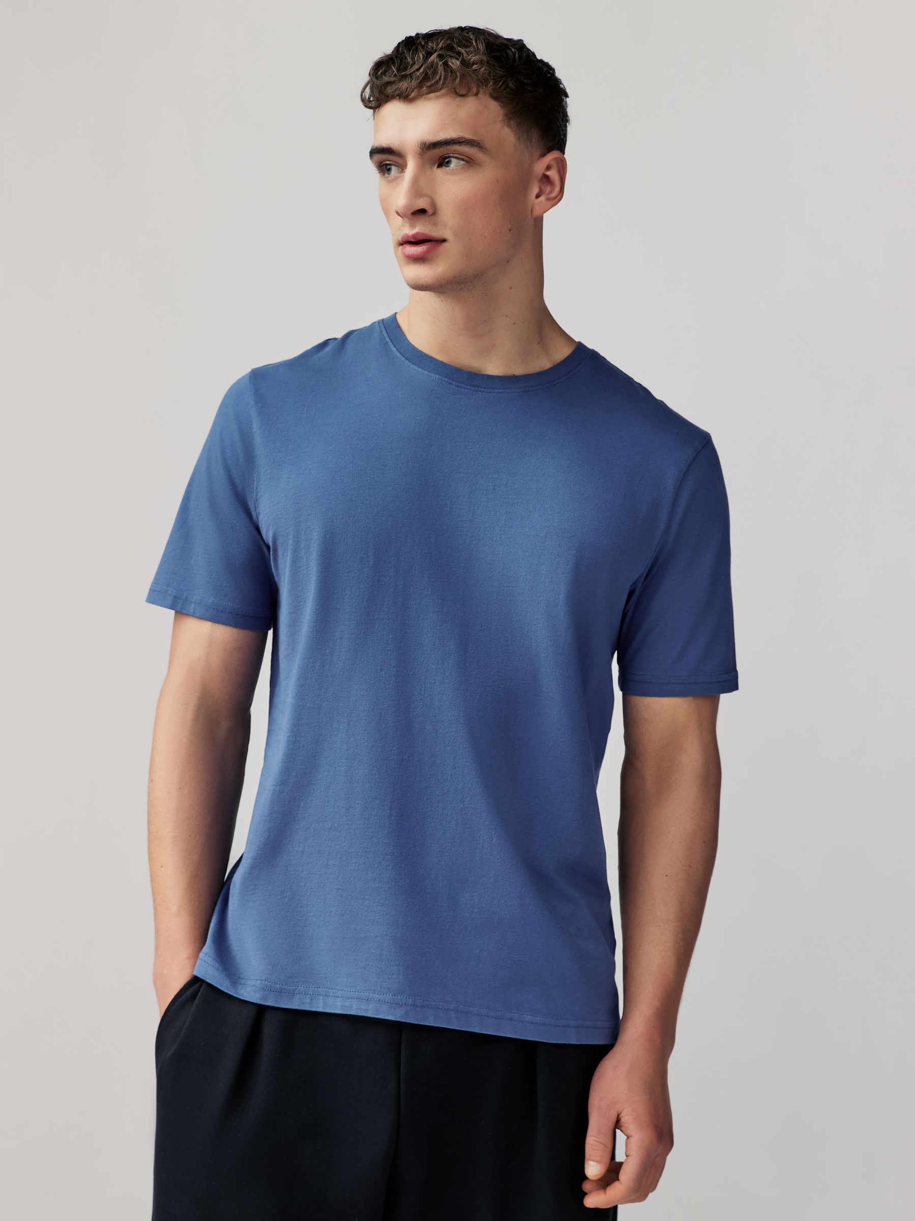 Buy Blue Regular Fit Essential Crew Neck Cotton T-Shirt from Next Australia