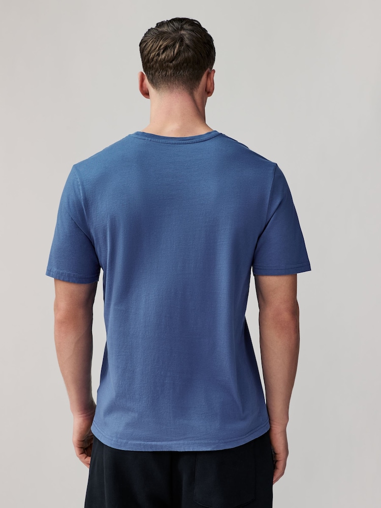 Bleu - Ajustement régulier - T-shirt Essential Col rond en coton - Image 3 of 7