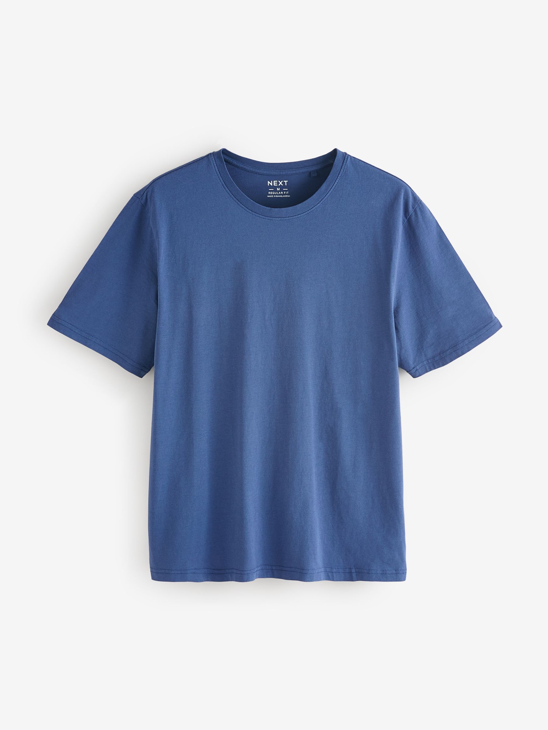 Buy Blue Regular Fit Essential Crew Neck Cotton T-Shirt from Next