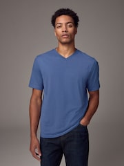 Blue Regular Fit Essential V-Neck T-Shirt - Image 1 of 7