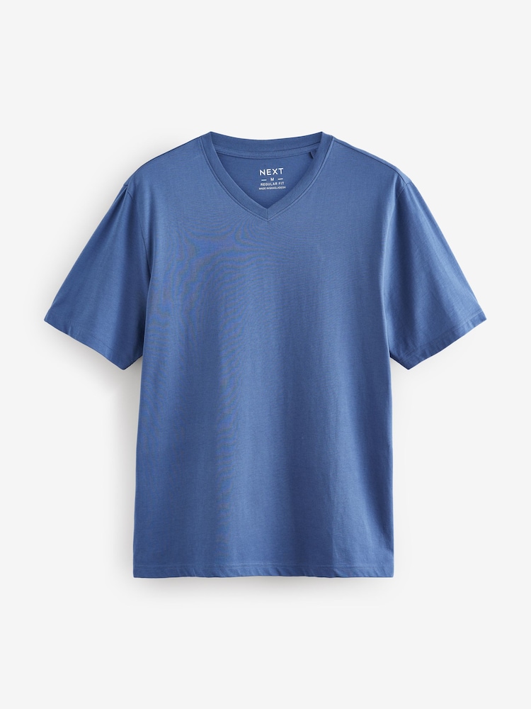Blue Regular Fit Essential V-Neck T-Shirt - Image 5 of 7