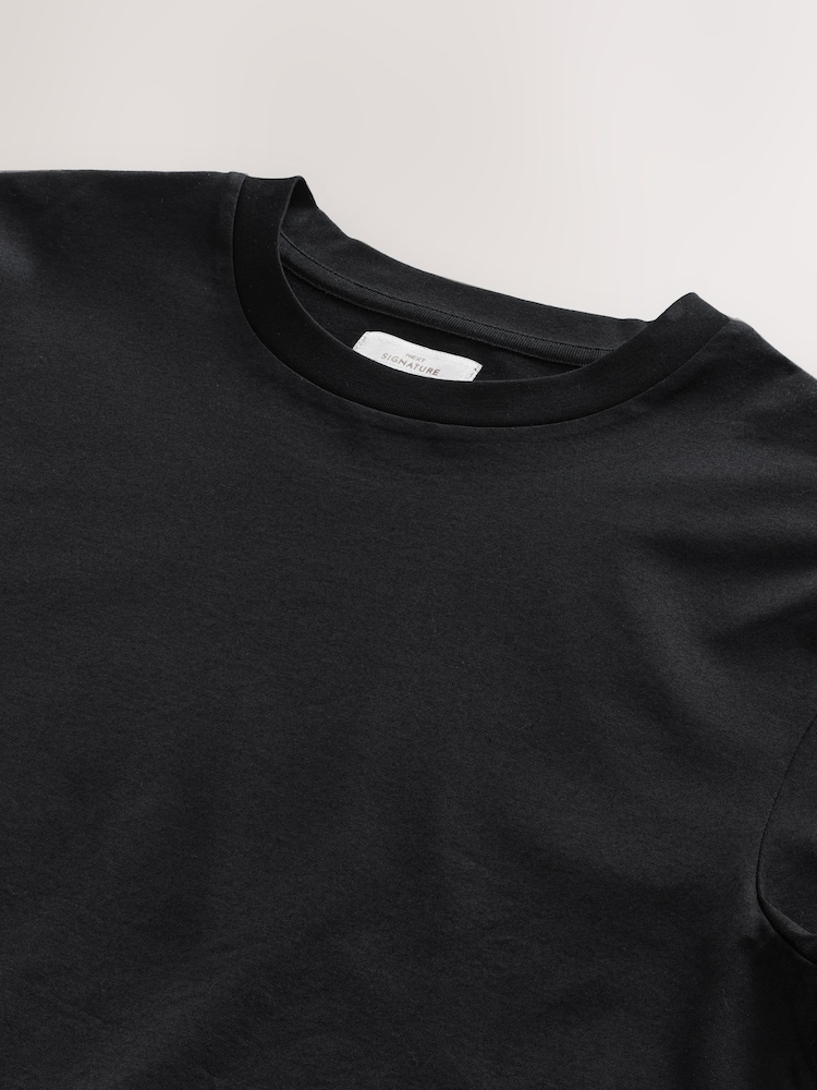 Black Regular Fit Regular Fit Signature SUPIMA® Cotton Crew Neck T-Shirt - Image 7 of 8