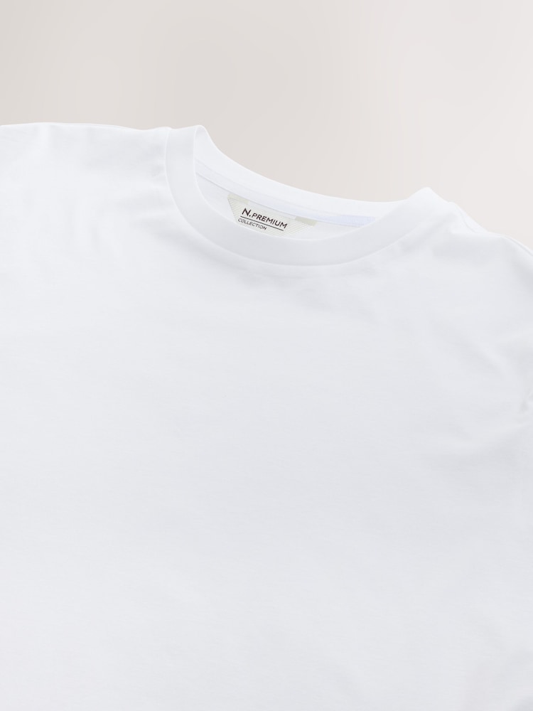 White Regular Fit N. Premium SUPIMA® Cotton Crew Neck T-Shirt - Image 9 of 9 White Regular Fit N. Premium SUPIMA® Cotton Crew Neck T-Shirt - Image 9 of 9