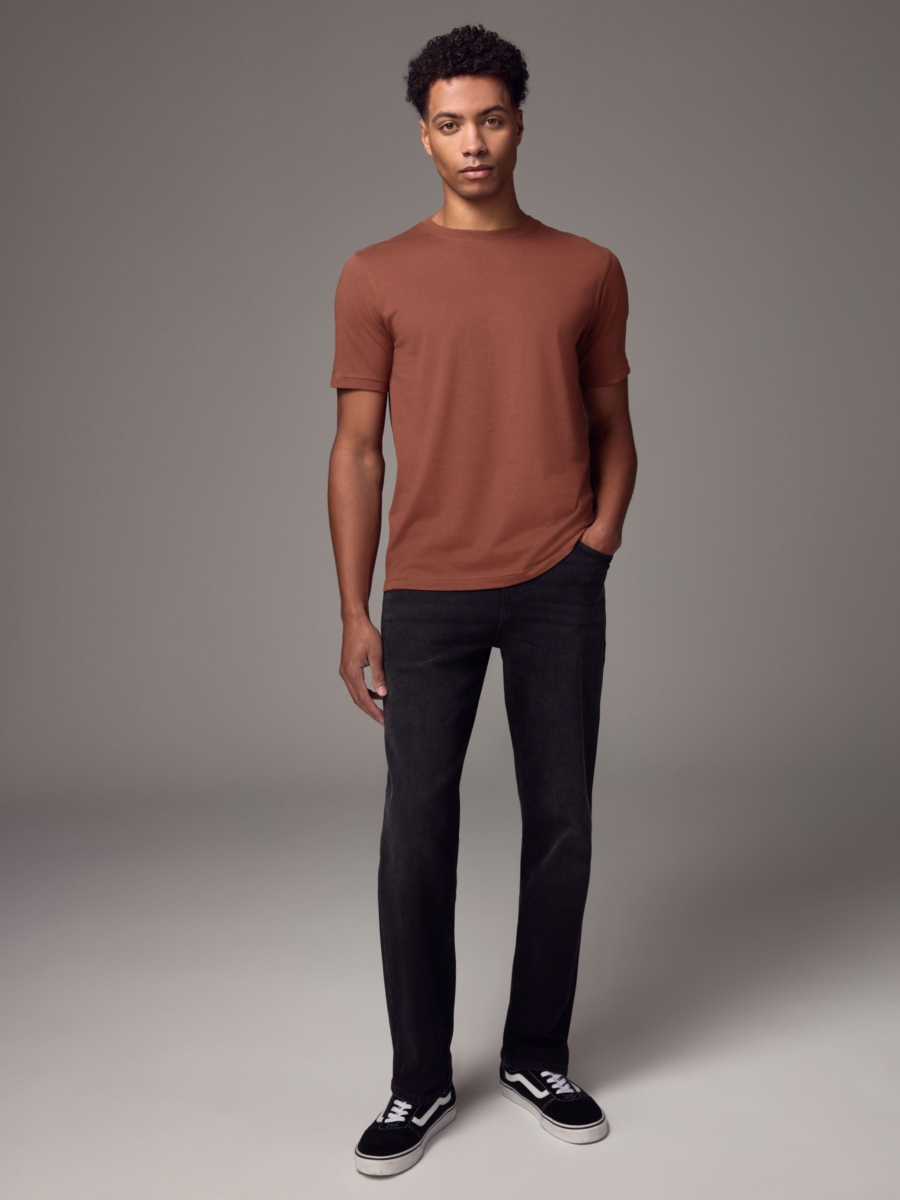 Buy Terracotta Brown Slim Fit Essential Crew Neck Cotton T