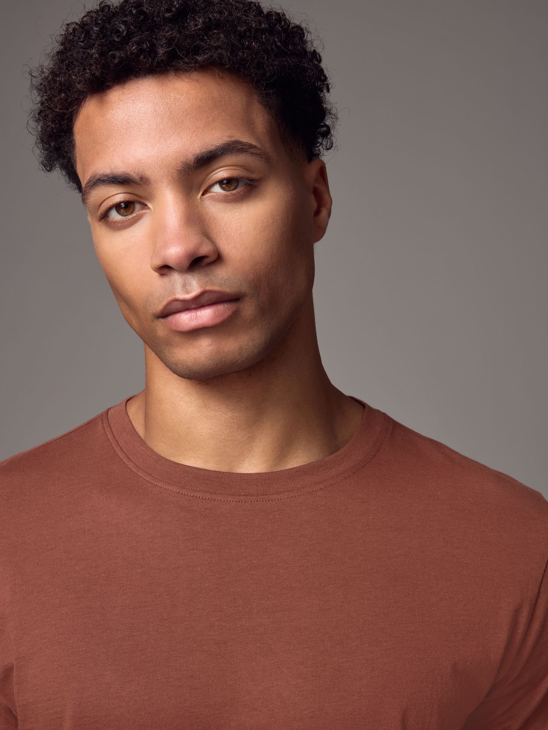 Buy Terracotta Brown Slim Fit Essential Crew Neck Cotton T