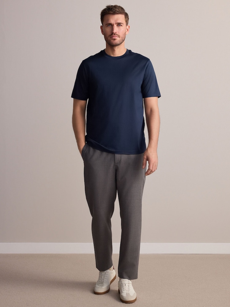 Navy - Regular Fit - Signature SUPIMA® Cotton Crew Neck T-Shirt - Image 2 of 7 Navy - Regular Fit - Signature SUPIMA® Cotton Crew Neck T-Shirt - Image 2 of 7