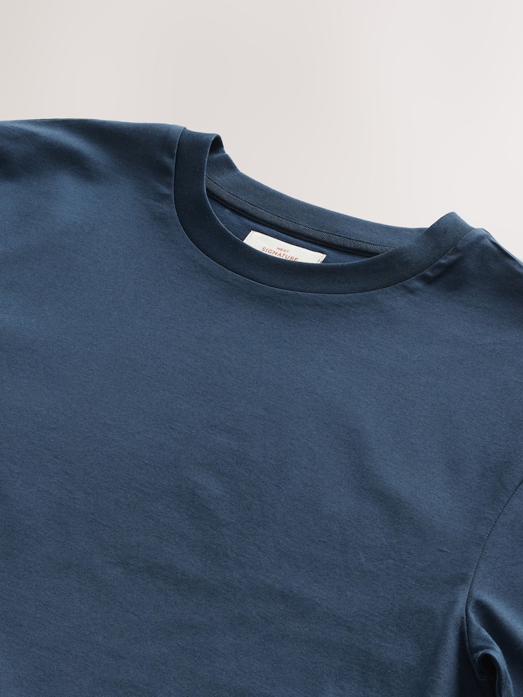 Navy - Regular Fit - Signature SUPIMA® Cotton Crew Neck T-Shirt - Image 7 of 7 Navy - Regular Fit - Signature SUPIMA® Cotton Crew Neck T-Shirt - Image 7 of 7
