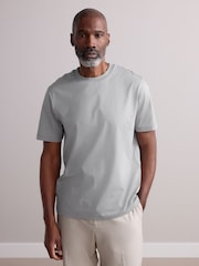 Серый - Обычный крой - Футболка Regular Fit Signature SUPIMA ® из хлопка с круглым вырезом - Image 2 of 7