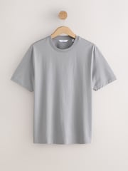 Серый - Обычный крой - Футболка Regular Fit Signature SUPIMA ® из хлопка с круглым вырезом - Image 5 of 7