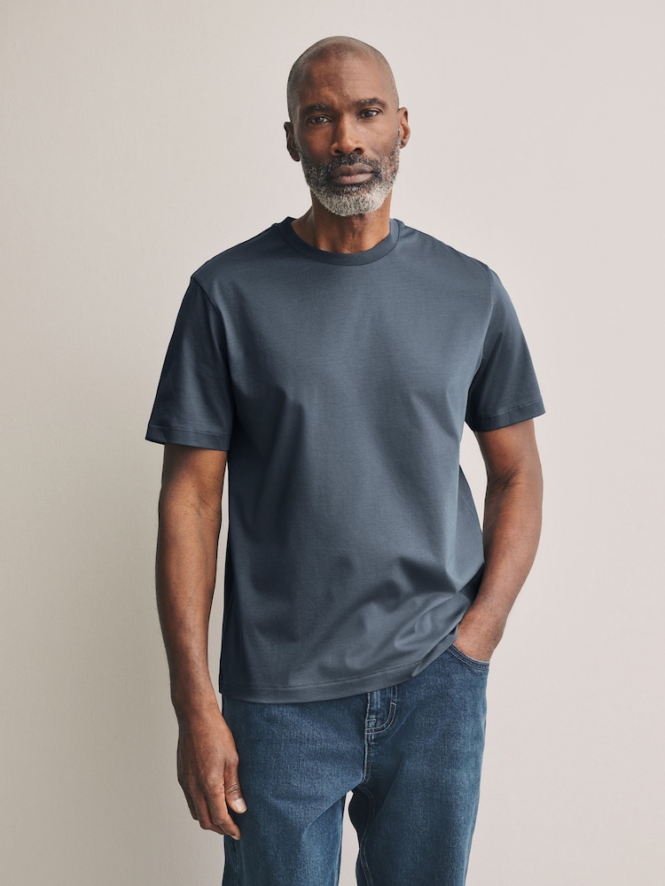 Slate Grey Regular Fit Regular Fit Signature SUPIMA® Cotton Crew Neck T-Shirt - Image 2 of 7