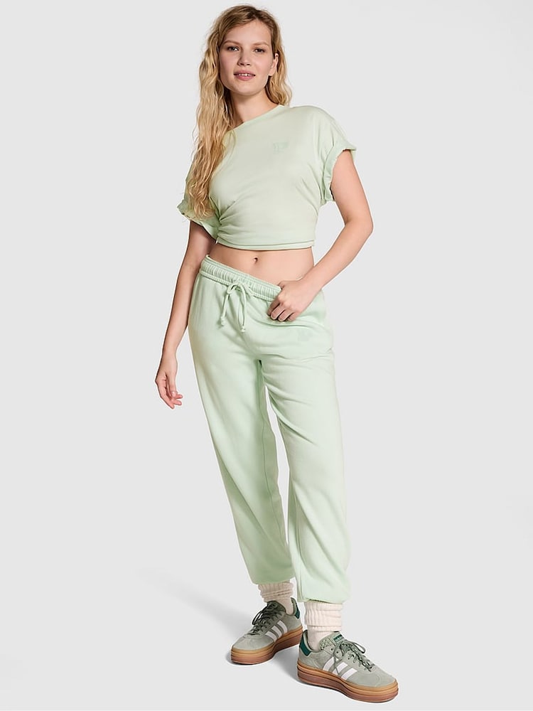 Victoria's Secret PINK Mint Green Cuffed Fleece Joggers - Image 1 of 3