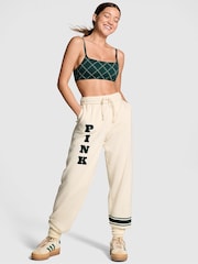 Victoria's Secret PINK White Shell Cuffed Fleece Joggers - Image 1 of 3