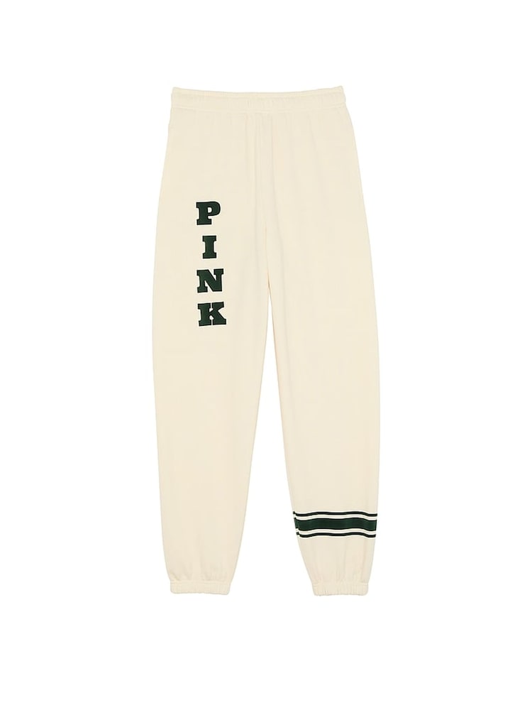 Victoria's Secret PINK White Shell Cuffed Fleece Joggers - Image 3 of 3