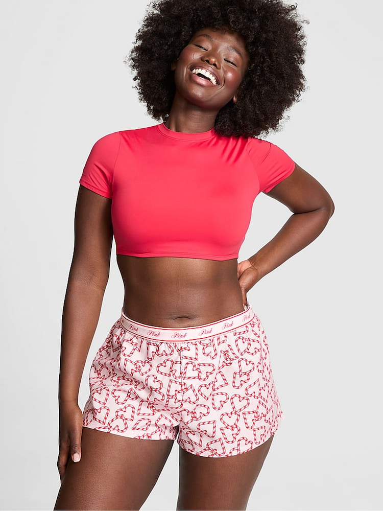 Victoria's Secret PINK Pink Tulip Candy Cane Short Pyjama Bottoms - Image 1 of 3