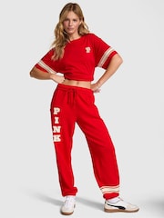 Victoria's Secret PINK Vermillion Red Cuffed Fleece Joggers - Image 1 of 3
