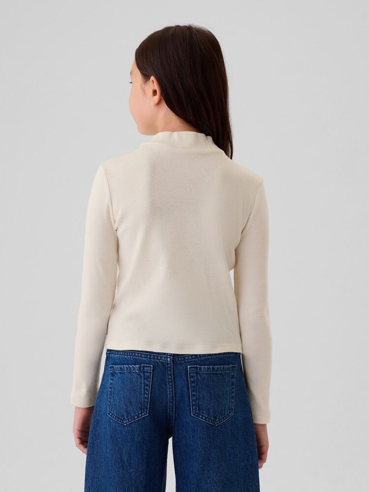 Gap Cream Ribbed Long Sleeve Mock Neck T-Shirt - Image 2 of 2