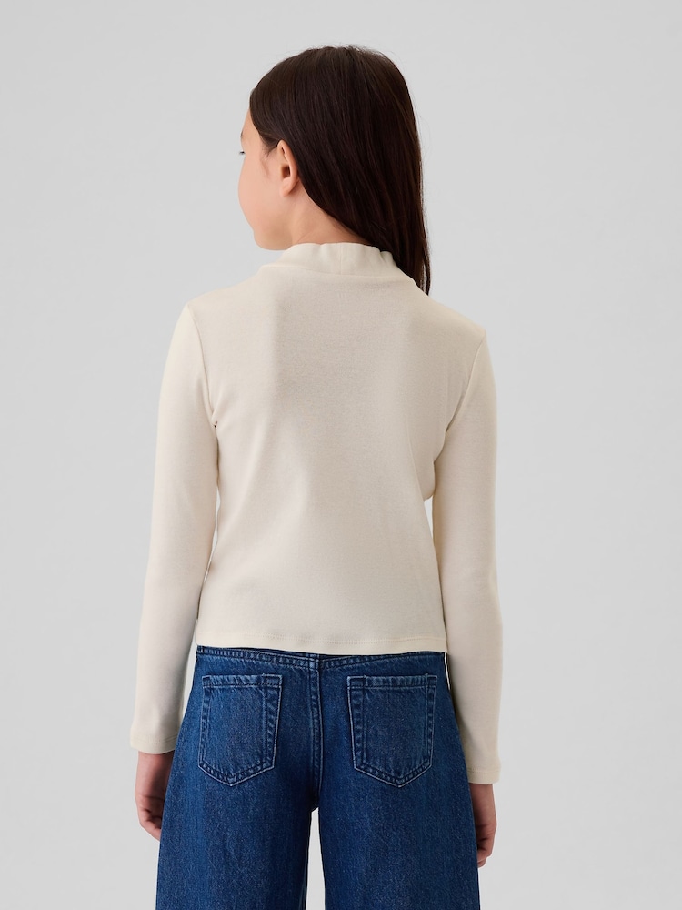 Gap Cream Ribbed Long Sleeve Mock Neck T-Shirt - Image 2 of 2 Gap Cream Ribbed Long Sleeve Mock Neck T-Shirt - Image 2 of 2