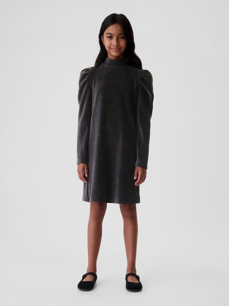 Gap Grey Puff Sleeve Corduroy Dress (4-13yrs) - Image 1 of 4 Gap Grey Puff Sleeve Corduroy Dress (4-13yrs) - Image 1 of 4