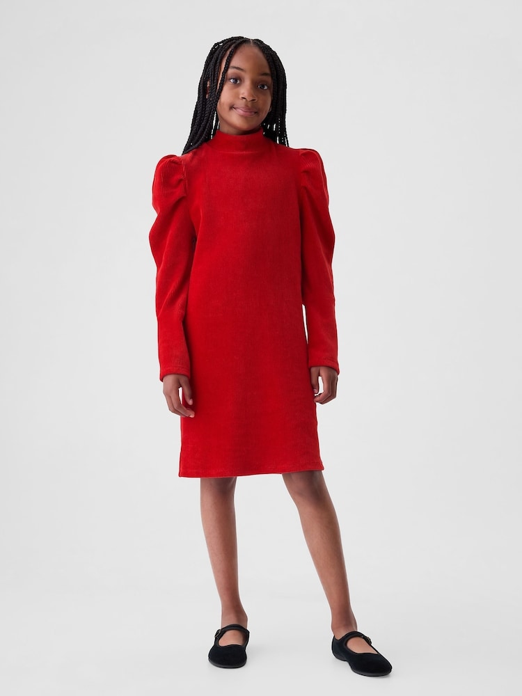 Gap Red Puff Sleeve Corduroy Dress (4-13yrs) - Image 1 of 4