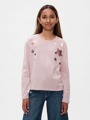 Gap Pink Long Sleeve Graphic T-Shirt (4-13yrs) - Image 1 of 4