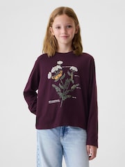 Gap Purple Floral Graphic T-Shirt (4-13yrs) - Image 1 of 4