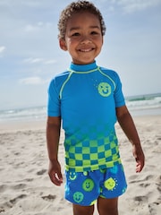 Blue Green Ombre Rash Vest and Shorts Set (3mths-7yrs) - Image 1 of 11