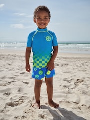 Blue Green Ombre Rash Vest and Shorts Set (3mths-7yrs) - Image 3 of 11