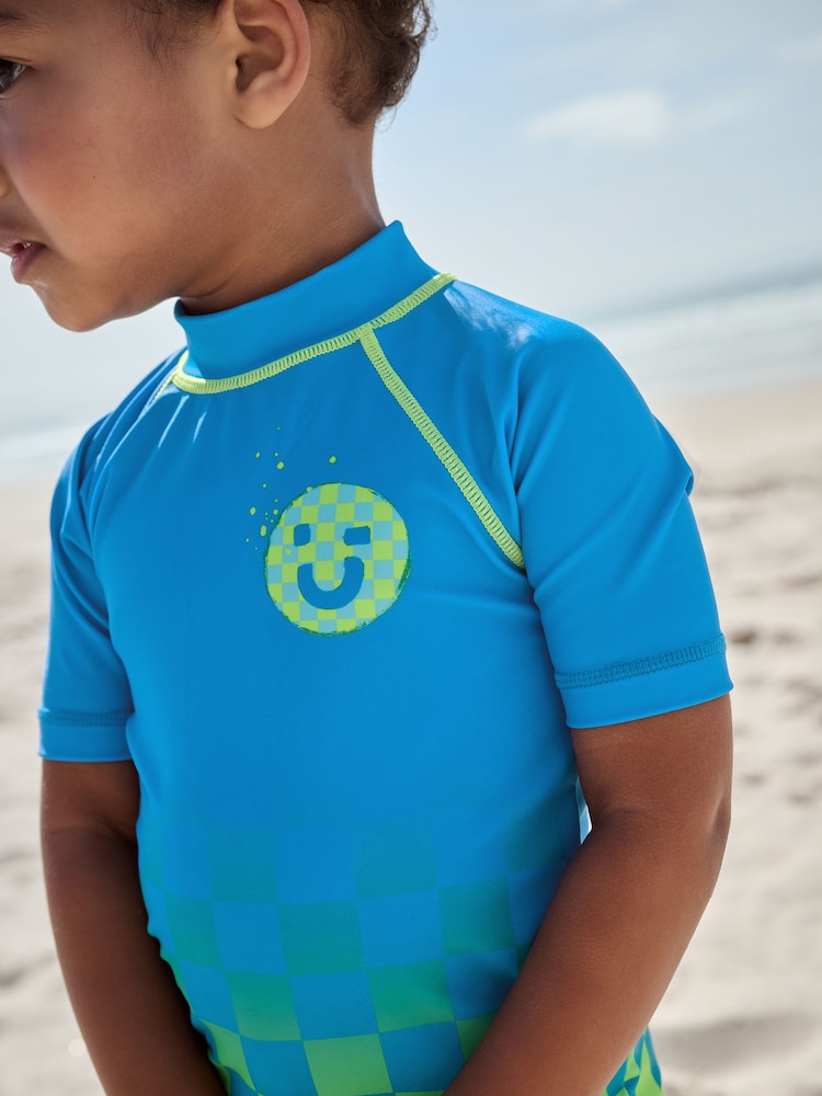 Blue Green Ombre Rash Vest and Shorts Set (3mths-7yrs) - Image 5 of 11