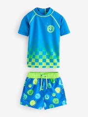 Blue Green Ombre Rash Vest and Shorts Set (3mths-7yrs) - Image 7 of 11
