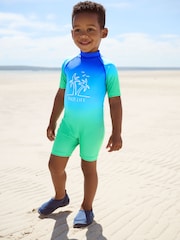 Blue/Green Dip Dye Sunsafe All-In-One Swimsuit (3mths-7yrs) - Image 2 of 7