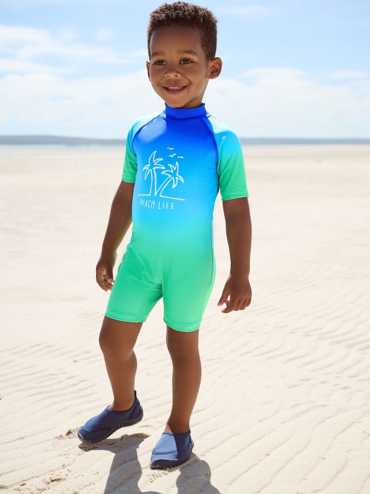 Blue/Green Dip Dye Sunsafe All-In-One Swimsuit (3mths-7yrs) - Image 2 of 7