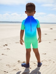 Blue/Green Dip Dye Sunsafe All-In-One Swimsuit (3mths-7yrs) - Image 3 of 7