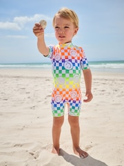 Multicoloured Checkerboard Sunsafe All-In-One Swimsuit (3mths-7yrs) - Image 2 of 8
