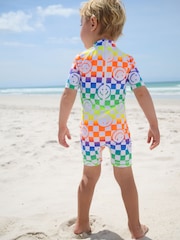 Multicoloured Checkerboard Sunsafe All-In-One Swimsuit (3mths-7yrs) - Image 3 of 8