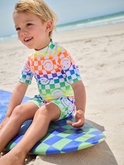 Multicoloured Checkerboard Sunsafe All-In-One Swimsuit (3mths-7yrs) - Image 4 of 8