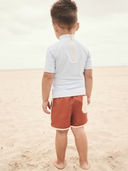 Light Blue/Brown Rash Vest and Shorts Set (3mths-7yrs) - Image 3 of 4