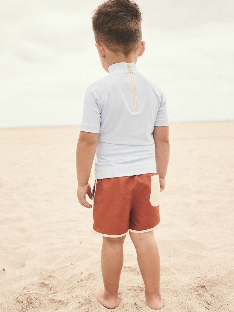 Bleu clair/marron - Ensemble gilet anti-éclaboussures et short (3mths-7yrs) - Image 3 of 4