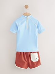 Light Blue/Brown Rash Vest and Shorts Set (3mths-7yrs) - Image 6 of 8
