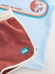 Light Blue/Brown Rash Vest and Shorts Set (3mths-7yrs) - Image 7 of 8