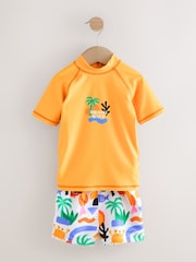 Orange Palm Tree Rash Vest and Shorts Set (3mths-7yrs) - Image 1 of 5