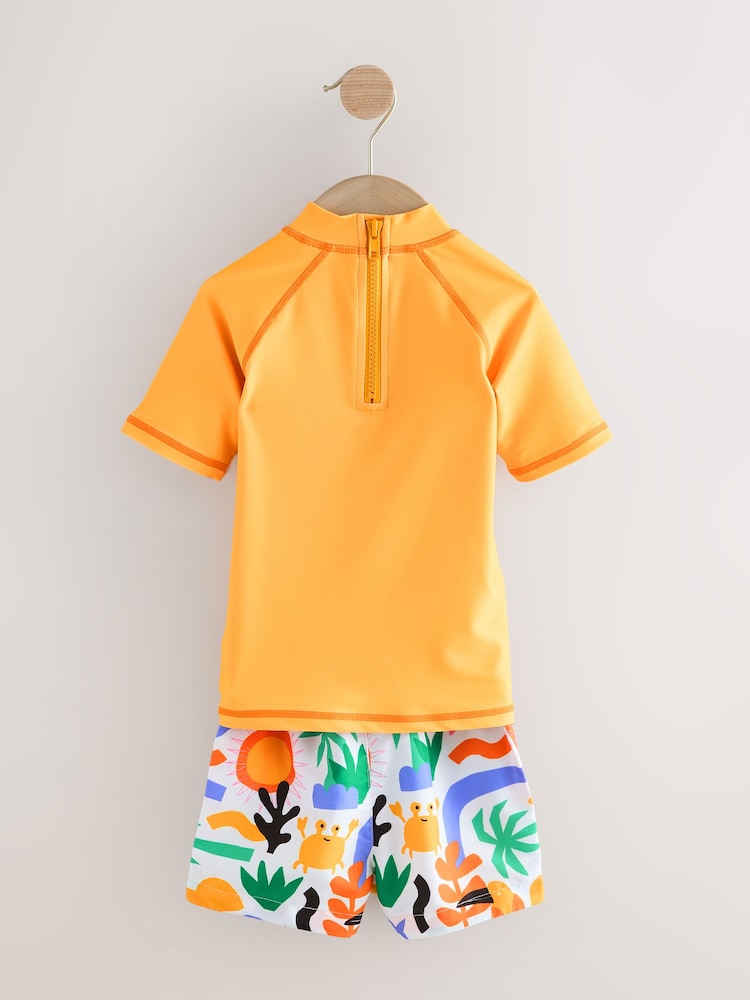 Orange Palm Tree Rash Vest and Shorts Set (3mths-7yrs) - Image 2 of 5