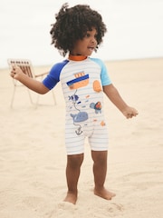 Neutral Stripe Sunsafe All-In-One Swimsuit (3mths-7yrs) - Image 2 of 8