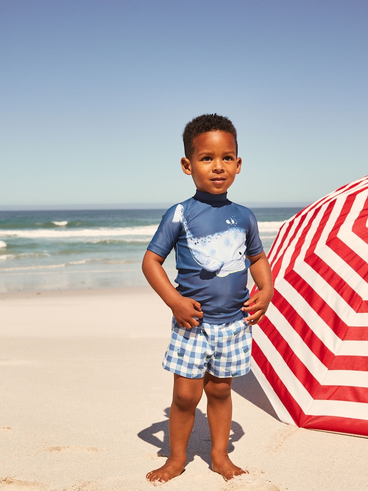 Navy Whale Rash Vest and Shorts Set (3mths-7yrs) - Image 2 of 5 Navy Whale Rash Vest and Shorts Set (3mths-7yrs) - Image 2 of 5