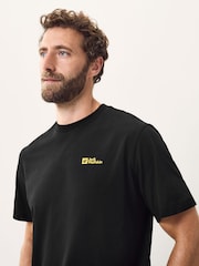 Jack Wolfskin Mens  Essential 100% Cotton Black T-Shirt - Image 5 of 6