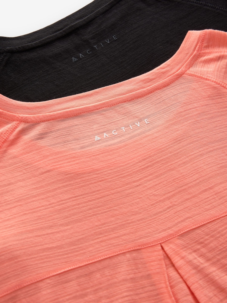 Black/Orange Active Sports Short Sleeve Crew Neck Tops 2 Pack - Image 8 of 9
